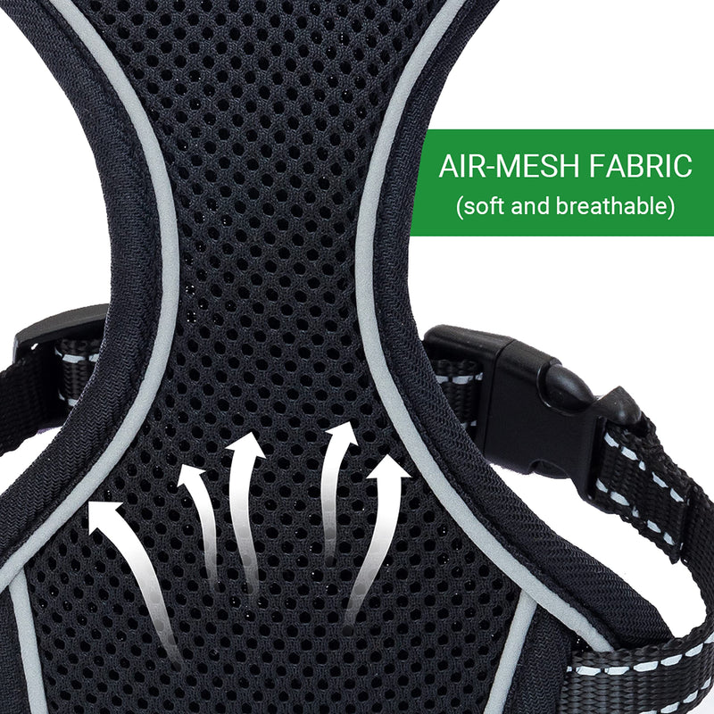 Cat Harness and Leash Set for Walking Escape Proof - Reflective Adjustable Cat Vest Harness for Small to Large Cat Puppy - Cute Black Mesh Breathable Soft Cat Full Body Harness S (neck:7"-11" chest:10.5"-16" ) - PawsPlanet Australia
