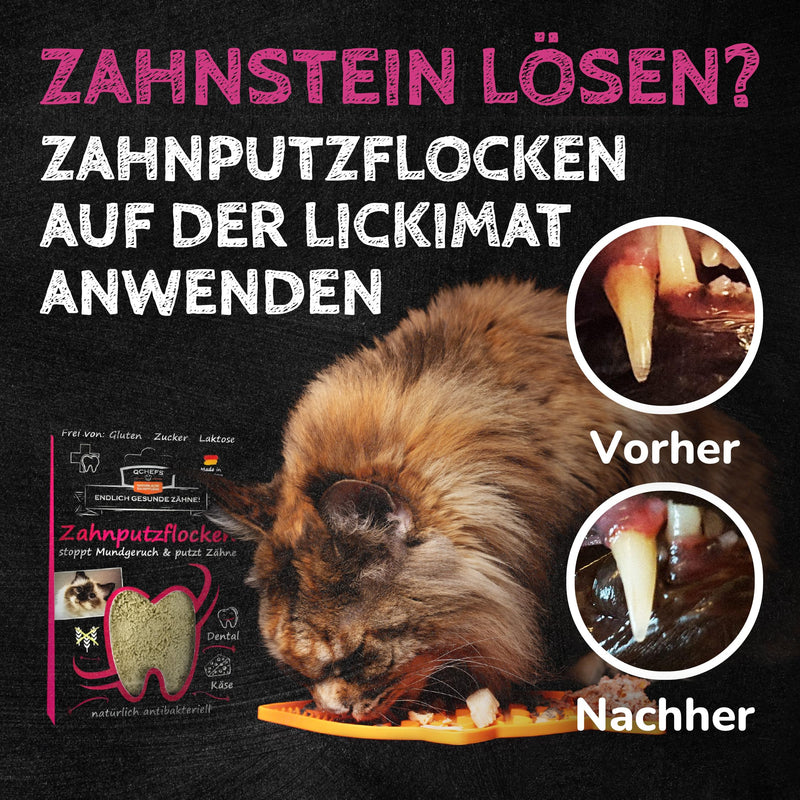 Qchefs Papie Cat Toothbrush Flakes Bulk Pack - Natural Dental Care Against Bad Breath & Tartar as Tooth Cleaning & for Tartar Removal in Large Only Paper Bag - Plastic-Free & Recyclable
