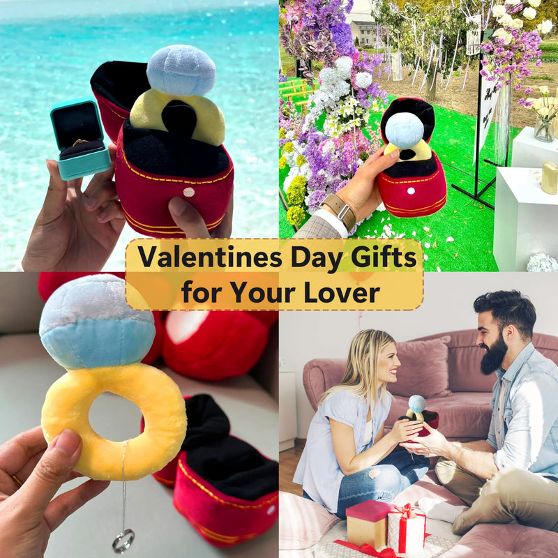 Valentines Day Gifts Plush Ring Box, Dog Wedding Engagement Toy Love Ring Box Plush Diamond Oversized Funny Toy for Couple Engagement Wedding Marriage - PawsPlanet Australia