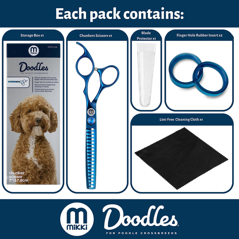 Mikki Doodle, Dog, Puppy Chunker Finishing Scissors Shears, Sharp & Durable Semi-Convex Blade, Blunted Safety Tips, Adjustable Tension Screw for Control and Precision, 17.8cm (7”) - PawsPlanet Australia