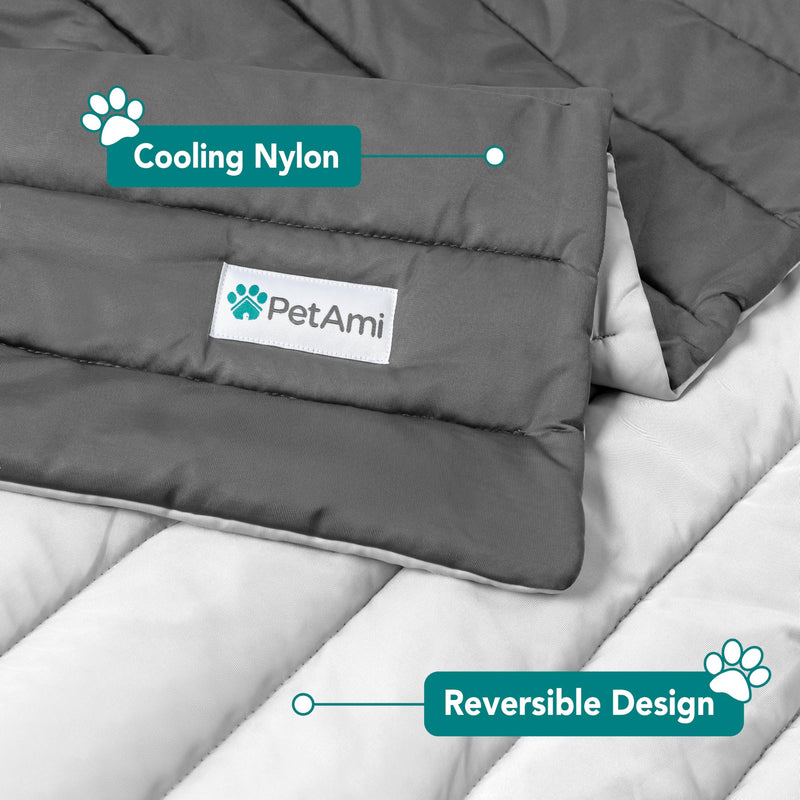 PetAmi Cooling Mat for Dog, Premium Pet Cooling Blanket for Crate Kennel, Indoor Cat Cool Sleeping Pad, Q-MAX Cold Sofa Couch Cover for Summer, Gray/Light Grey, Small (24x32) Small (24x32) - PawsPlanet Australia