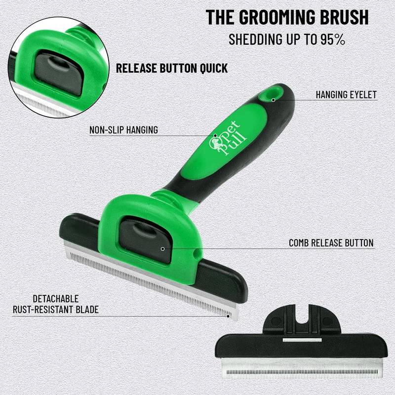 Complete Professional Pet Grooming Kit with Pet Hair Removal Tool Brush Gloves, Self Cleaning Slicker Brush, and Pro Grooming Dog Brush Deshedder Comb to Reduce Shedding (Green) Green - PawsPlanet Australia