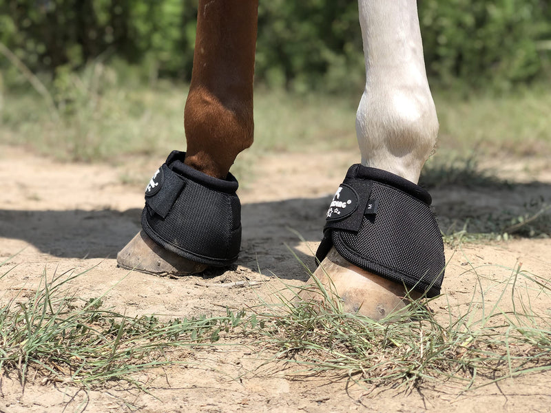 TGW RIDING 2520D Horse Bell Boots No-Turn Horse Bell Boots, Equine Ballistic Hoof Overreach Bell Boot, Pair Black Large - PawsPlanet Australia