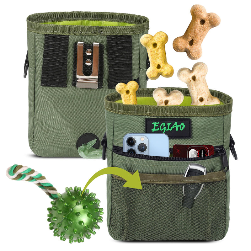 Dog Treat Pouch 2.0, Treat Pouches for Pet Training,Built-in Poop Bag Dispenser,Waist Belt Clip, Puppy Treat Pouch with Magnetic Closure - Green - PawsPlanet Australia