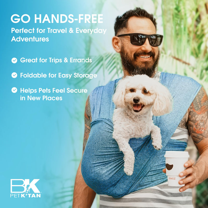Pet K'tan Dog Sling Carrier: Hands Free for Small Dogs - #1 Pet Travel Accessory & Gift -Bond with New Puppy-Cats & Small Animals- Safe Durable Soft - Anti-Anxiety-Sized for the Human (see size chart) Large PawQuamarine - PawsPlanet Australia