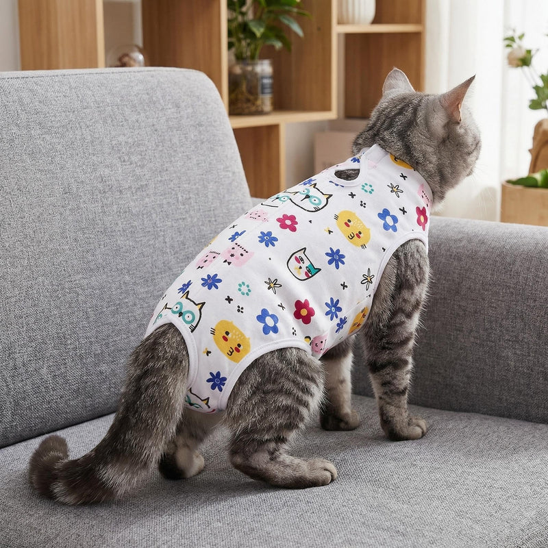 2 Pack Cat Recovery Suit S Size for 2-4 lbs Cats, Soft Cat Onesie Post Surgery with Adjustable Velcro, Breathable Cat Body Suit After Surgery, Anti Licking Cat Clothes for Spay or Wound Healing