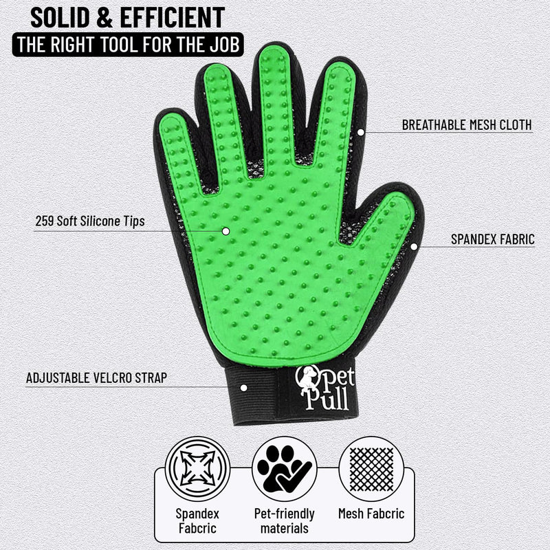 Pet Grooming Gloves with 259 Silicone Tips - Pet Hair Removal Tool Gentle Shedding Dog Washing Gloves - Deshedding Brush Hair Remover Mitts for Dogs & Cats for Long and Short Hair (Green) GREEN - PawsPlanet Australia