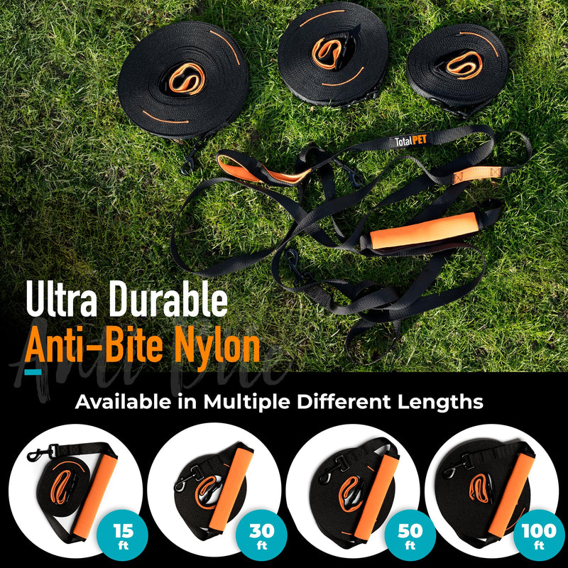 30ft Long Leash for Dogs - Long Line Dog Leash for Training Recall/Commands at Distance - Nylon, Heavy Duty - Ideal for Large & Small Breeds 30ft - PawsPlanet Australia