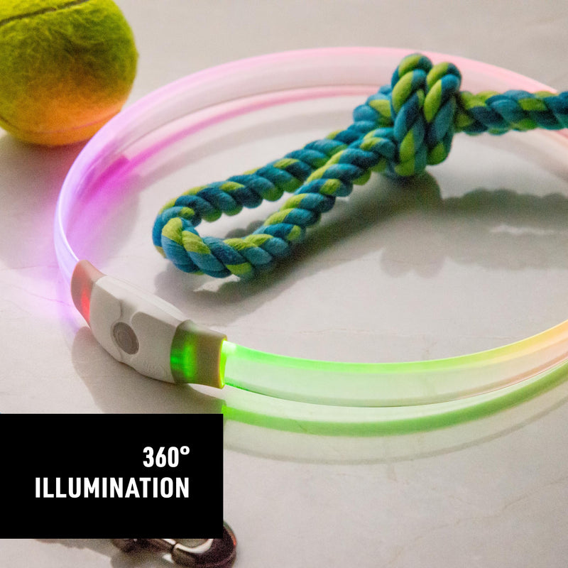 Nite Ize NiteHowl Max Rechargeable LED Safety Necklace - Dog Accessories for Long & Fluffy Coats - LED Glow Necklace for Dogs - Disc-O Select - PawsPlanet Australia