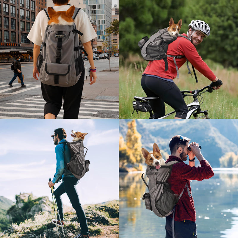 Dog Backpack for Small & Medium Dogs - Adjustable Pet Carrier for Travel & Hiking, Hands-Free Puppy Backpack with Storage Pockets, Breathable Mesh, Reflective Strips & Non-Slip Handle - PawsPlanet Australia