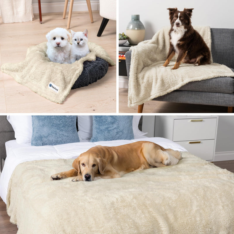PetAmi Fluffy Waterproof Dog Blanket for Medium Large Dogs, Soft Warm Pet Sherpa Throw Pee Proof Couch Cover, Reversible Cat Bed Blanket Sofa Protector, Plush Washable Pad (Beige Cream, 40x60) Large (40x60) Beige - PawsPlanet Australia