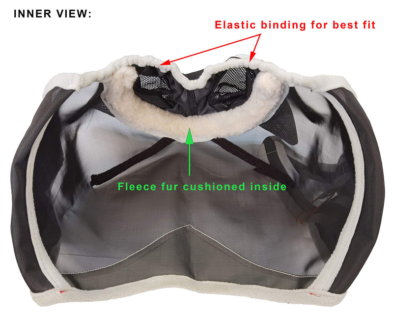 T TEKE Fine Mesh Horse Fly Mask w/Ears, UV Blocking 3D Eye Visor with Extra Fleece Cushioned Forehead, Protection from Insect Pests Full Blue