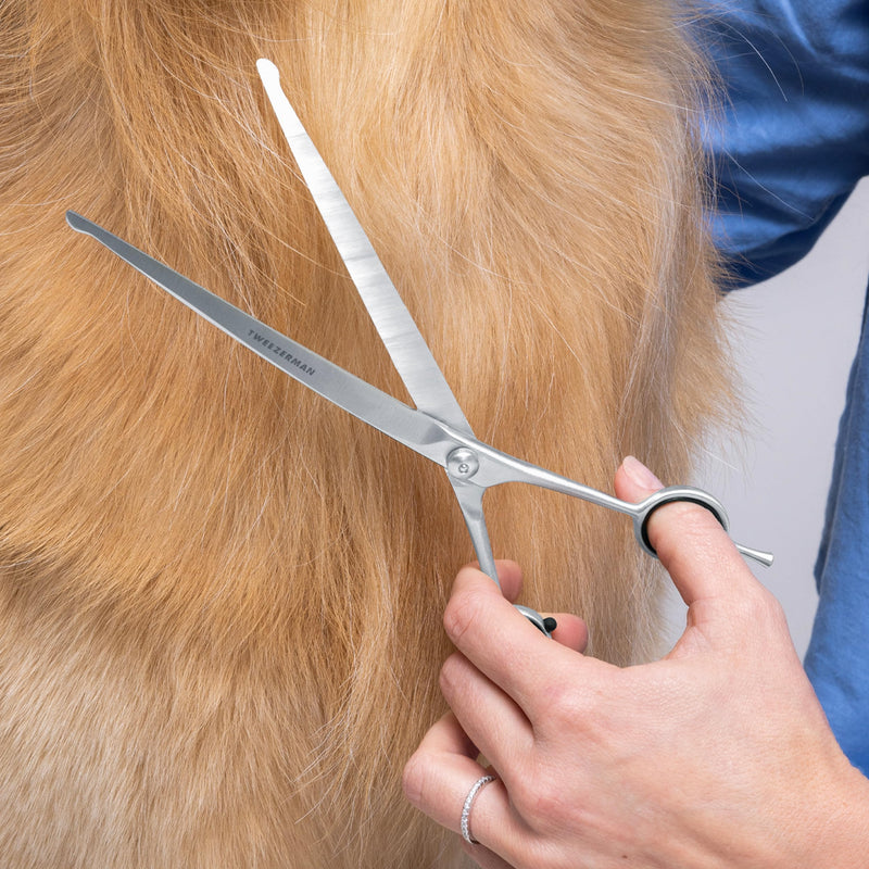 Tweezerman 9" Pet Grooming Scissors with Safety Round Tips, Professional Curved Grooming Shears for Medium to Large Dogs 9" Shears