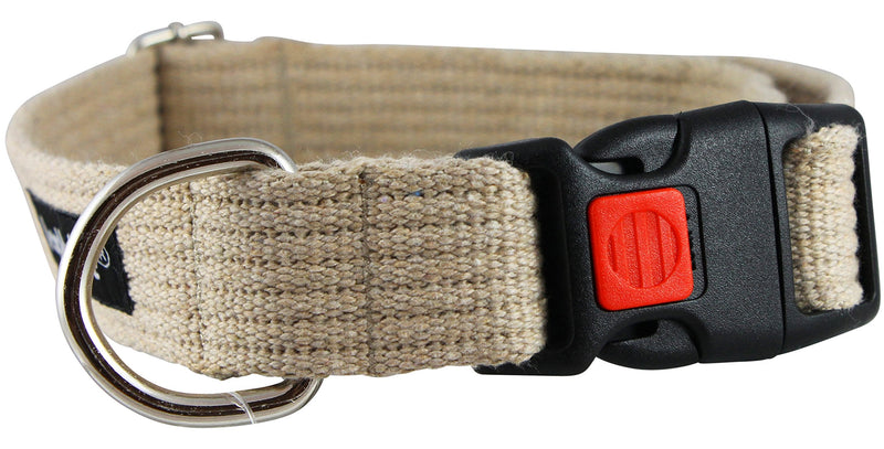 Cotton Web Adjustable Dog Collar with Locking Device 4 Sizes Beige (Large: Neck 16"-23"; Width 1") Large: Neck 16"-23"; Width 1" - PawsPlanet Australia