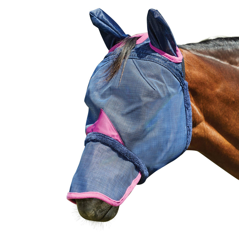 WeatherBeeta ComFiTec Deluxe Durable Mesh Mask with Ears & Nose, Navy/Purple, Cob