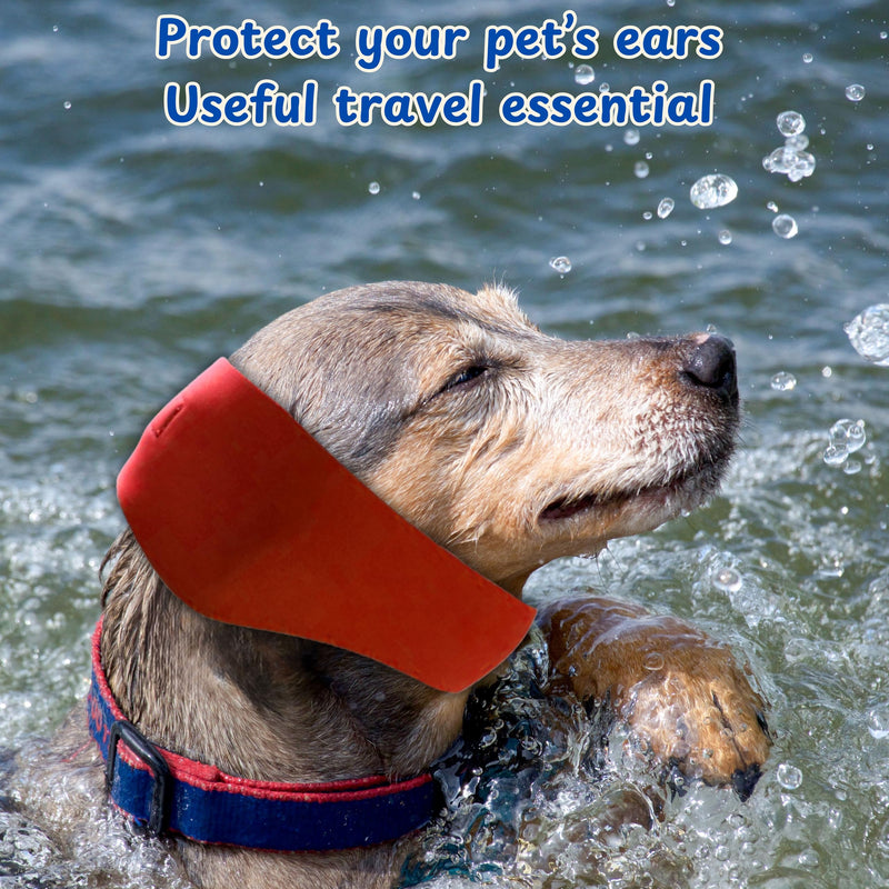 2pcs Dog Ear Covers for Swimming, Ear Protection for Dogs Bathing, Dog Bath Supplies, Ear Wrap for Dogs, Waterproof Ears Covers Swimming Cap, Adjustable Shower Caps, Dog Swim Cap with (Pink, Red, L) Pink, Red - PawsPlanet Australia