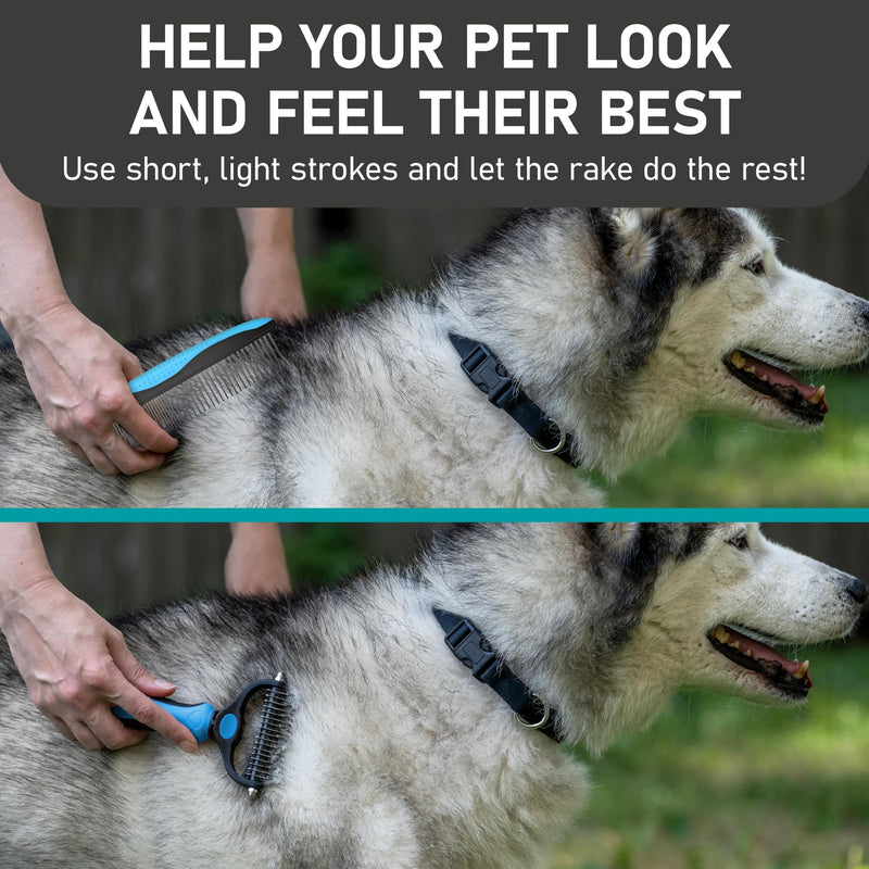 Maxpower Planet Pet Grooming Rake and Dematting Comb for Dogs - Dog Grooming Supplies, Undercoat Rake for Dogs, Cats - Extra-Wide Deshedding Dog Brush, Deshedder Comb for Long Hair - Reduce Shedding C - Rake and Comb Kit (Best Value) Large - PawsPlanet Australia