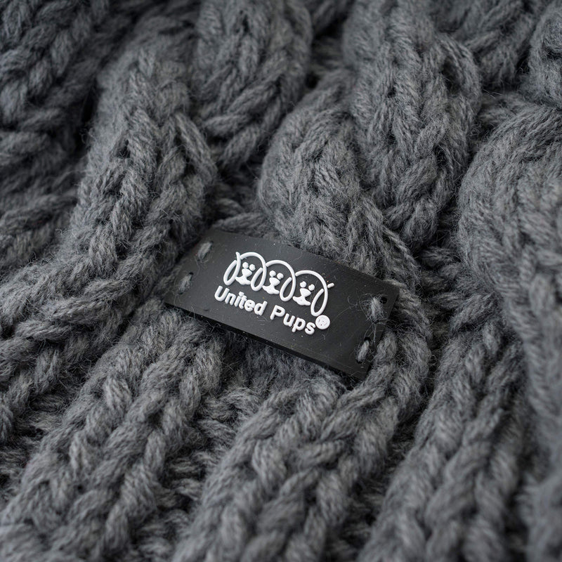 United Pups Soft Warm Knitted Winter Doggie Sweater with Scarf for Small Medium Puppy Dogs (Modern Pups Gray, Extra Large) Modern Pups Gray - PawsPlanet Australia