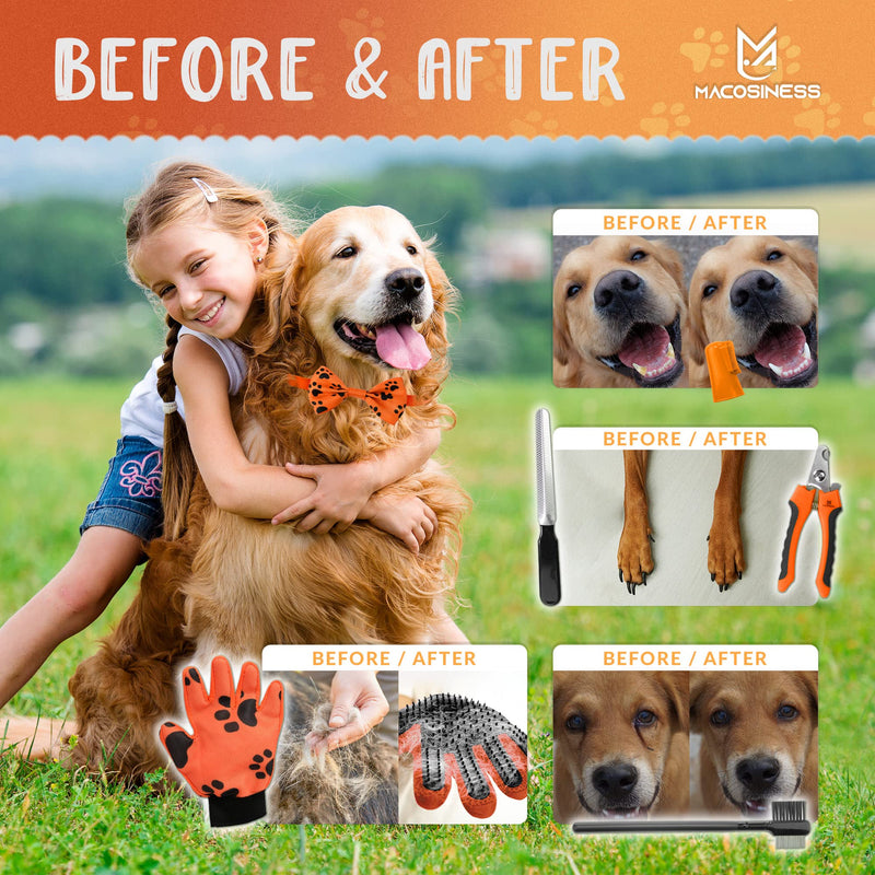 2025 16-in-1 - Dog Grooming Hammock - Dog Hanging Harness for Nail Trimming - Pet Grooming Hammock - Dog Sling for Nail Trimming - Dog Nail Trimming Hammock - Dog Holder for Nail Trimming PREMIUM SET - Orange with black paws XS - PawsPlanet Australia