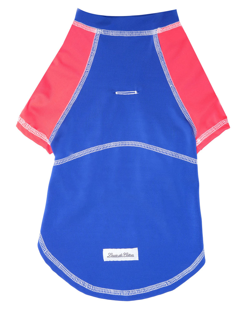 Louie de Coton Sun Shirt for Dogs & Cats | Size: XXS | UV Protection Cooling T-Shirt for Pets | UPF50+ Max Protection from Sunburn | Leash Hole, Machine Washable, Made in USA Royal Blast - PawsPlanet Australia