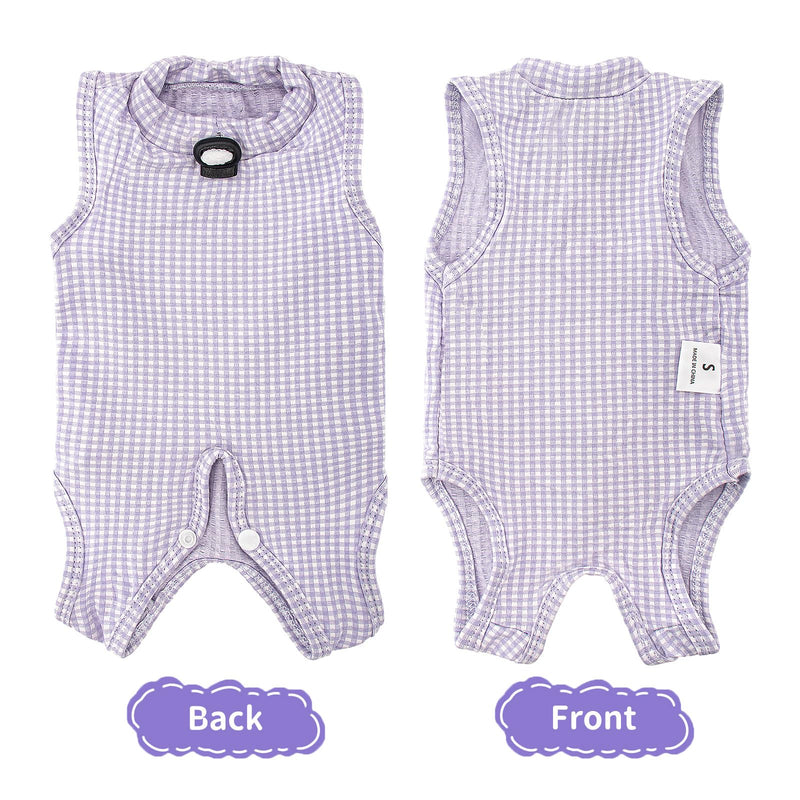 Coppthinktu Cat Recovery Suit Cat Onesie for Cats After Surgery, Breathable Cat Spay Surgery Recovery Suit for Abdominal Wound, Soft Cat Surgical Body Suit for Female Cats Kitten to Anti-Licking Small Purple
