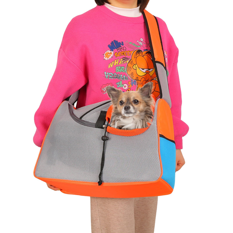 Small Dog Carrier Sling, Hands-Free Large Cat Carrier, Travel Pet Carriers, Breathable Mesh, Soft-Sided Crossbody Puppy Carrying Purse, for Pets, Walk, Vet, Hiking (Orange, Large) Orange - PawsPlanet Australia