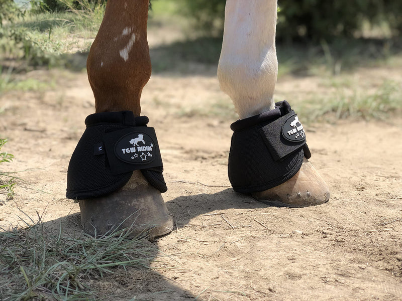 TGW RIDING 2520D Horse Bell Boots No-Turn Horse Bell Boots, Equine Ballistic Hoof Overreach Bell Boot, Pair Black Large - PawsPlanet Australia