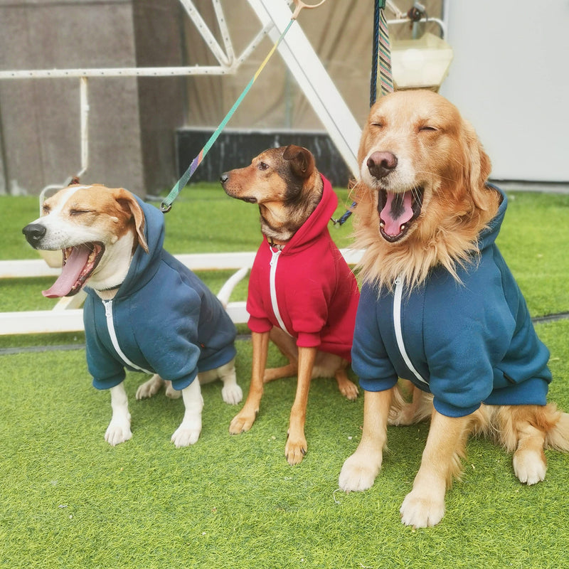 Extra Large Dog Zipper Hoodies Clothes Zip Up Sweaters for Rottweiler Cane Corso, Blue, 7X-Large 7X-Large (90-105lbs) Hoodie Blue - PawsPlanet Australia