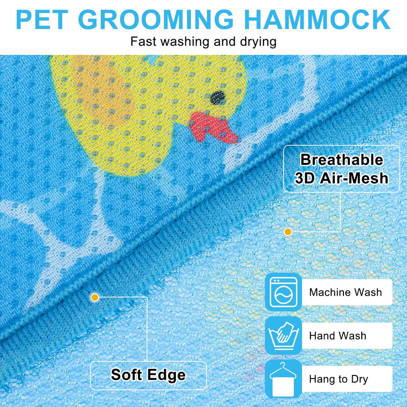 BEAUTYZOO Dog Grooming Hammock for Small Dogs Cat- Dog Sling for Nail Trimming/Clipping- Dog Hanging Holder with Thick Fabric Neck Support & Strap Restraint Claw Care,Blue Duck,S S (Leg Spacing: 7-10.2" / Max W: 30lbs) Blue Duck