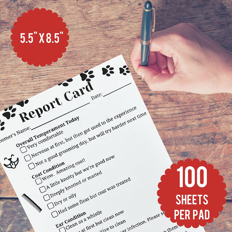 Dog Grooming Report Cards (Pad of 100, 5.5 X 8.5 Inches) Pet groomers report card for grooming salon - PawsPlanet Australia