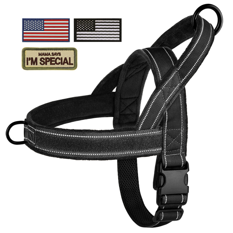 Forestpaw No Pull Dog Harness with Large Handle,Slip on Reflective Vest with Quick Release Buckle,Comfortable Flannel Lining for Medium Large Dogs Walking Training (Includes 3 Patches),Black XL XL: Chest 30-39", Fit 80-110 lbs Black - PawsPlanet Australia