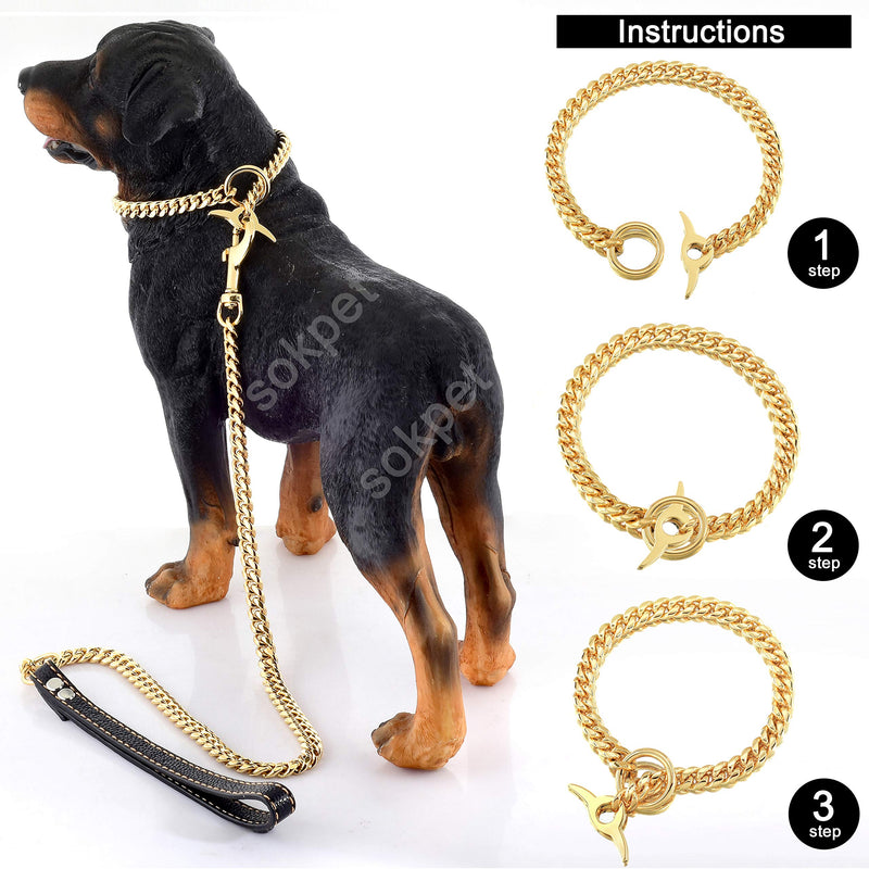 Jewelry Kingdom 1 Dog Chain Collar with Dog ID Tag 18K Cuban Link Chain 10MM Strong Heavy Duty Chew Proof Adjustable Training Walking Collar with Toggle Clasp for Small Medium Dogs 10inch to 24inch 12"(Fits Neck 8"-11") - PawsPlanet Australia