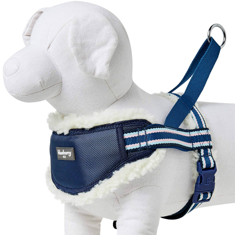 Blueberry Pet Soft & Comfy Multi-Colored Stripe Fleece Padded Chest Dog Harness, Chest Girth 16.5" - 21", Blue, Small, Adjustable No Pull Training Harness for Dogs - PawsPlanet Australia