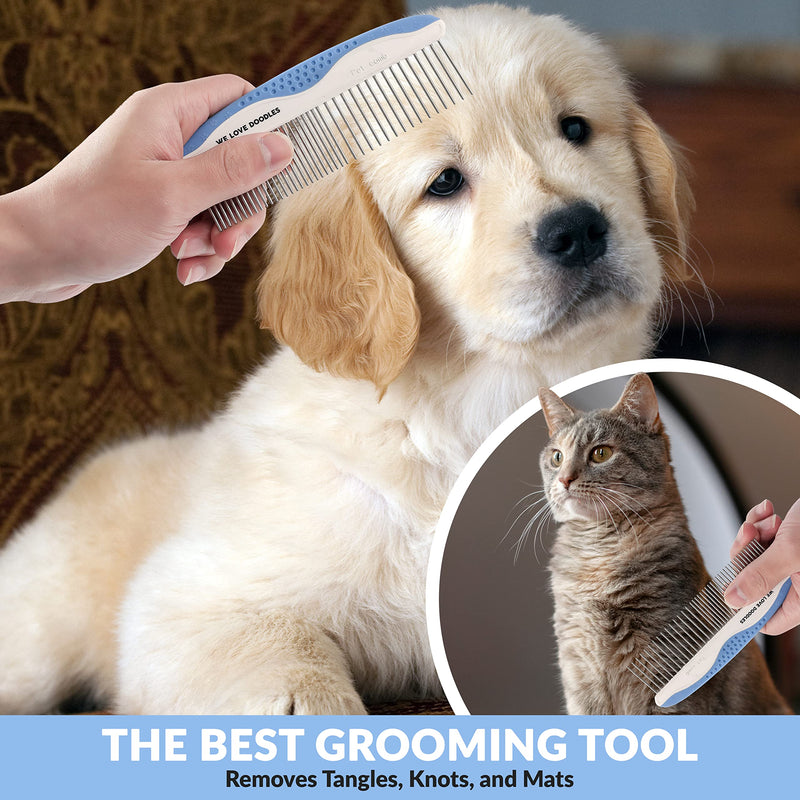 We Love Doodles Small Dog Grooming Comb & Detangler Spray (Lavender) Bundle - Grooming Kit for Dogs - Made in USA - PawsPlanet Australia