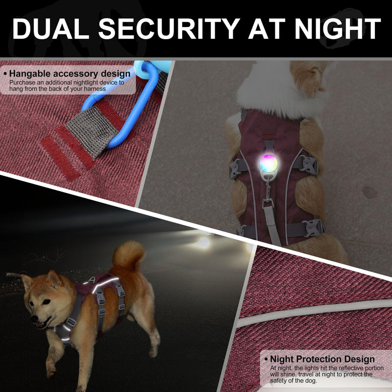Escape Proof Dog Harness Medium Sized Dog, Reflective No Pull Dog Vest with Handle, Lightweight Full Body Pet Harness Adjustable for Walking,Training(Maroon,Chest:17-32") M: Chest 17-32", Fit 25-55 lbs Maroon - PawsPlanet Australia