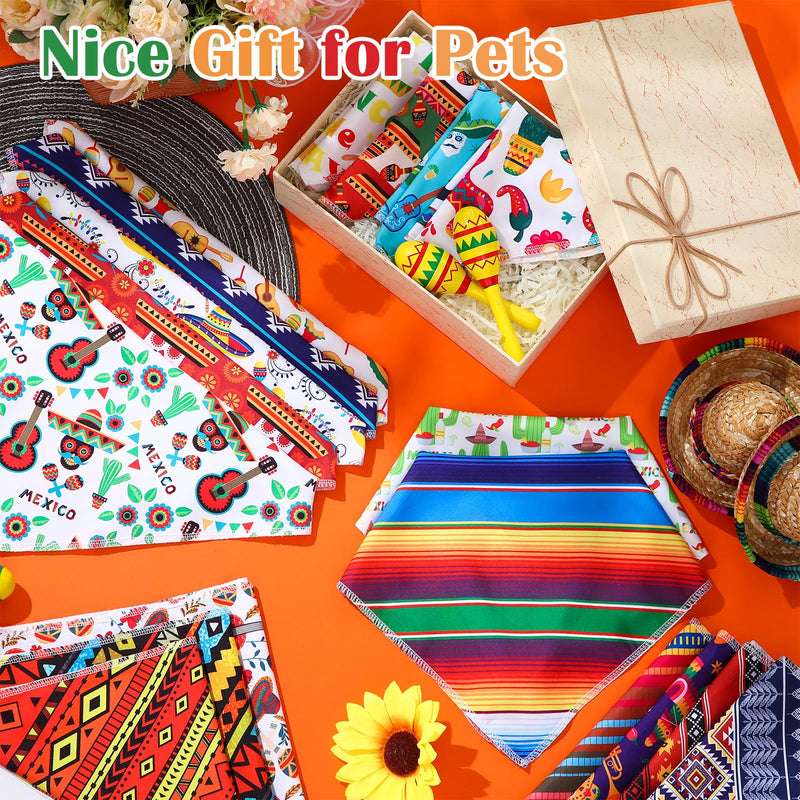 Paterr 100 Pieces Dog Bandanas Bulk Mexican Cinco De Mayo Pet Handkerchief Soft Dog Triangle Bibs Cute Adjustable Washable Pet Scarf Accessory for Small Medium Dogs Puppy Cats (Mexican Fiesta) Mexican Fiesta - PawsPlanet Australia