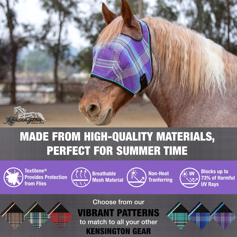 Kensington Fly Mask Web Trim — Protects Horses Face and Eyes from Bites and Sun Rays While Allowing Full Visibility — Ears and Forelock Able to Come Through The Mask, Large, Lavender Mint L-Average 2017 - Lavender Mint - PawsPlanet Australia
