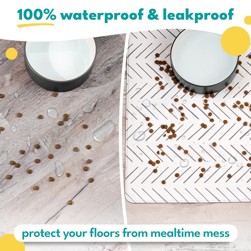 NALALAS Dog and Cat Mat for Dish, Food, Water Bowls | Stainproof, Washable & 100% Waterproof, Anti Slip, Non-Slip Food Placemat for Pets | Vegan Leather & Non Toxic | Easy to Clean | Size 12" x 18" SMALL 12" x 18" Mud Cloth - PawsPlanet Australia