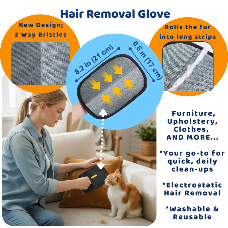 3 in 1 Pet Hair Remover Cleaning Set - Car Interior, Furniture and Laundry - Multi Surface Cat & Dog Fur Removal Tool - PawsPlanet Australia