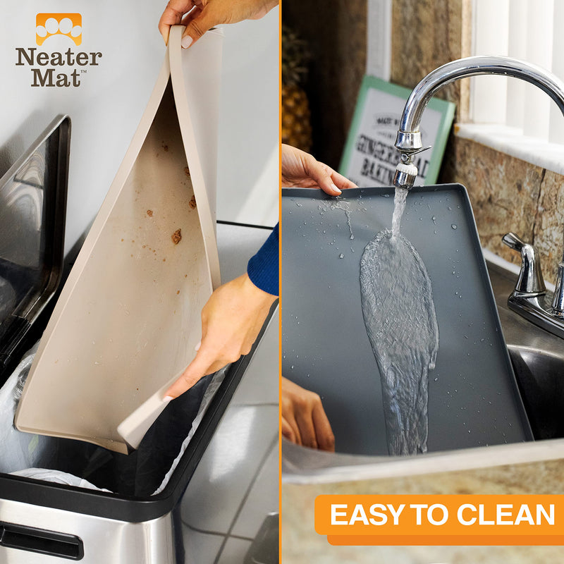 Neater Pet Brands Neater Mat - Waterproof Silicone Pet Bowls Mat - Protect Floors from Food & Water (24" x 16" Silicone, Brown) 24" x 16" - PawsPlanet Australia