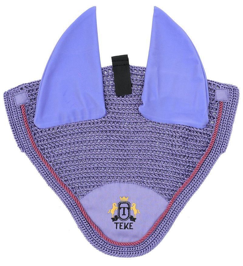 T TEKE Gorgeous Horse Ear Bonnet, 68% Viscose + 32% Acrylic Hand Crocheted mesh with Stylish Piping, Spandex Ears Horse (12-15.3HH) Lavender