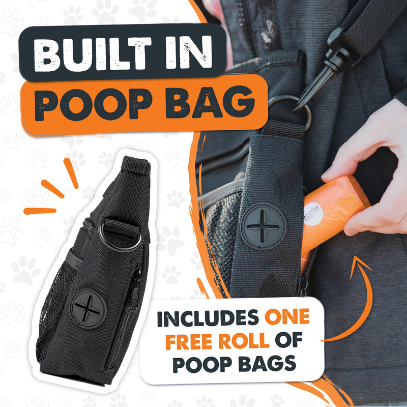 Mighty Paw Dog Treat Pouch | No Spill Magenetic Clasp - Hands-Free Pouches for Training - Pets Training Treat Pouches for Dog Walks - Pet Bags Pouch - Built in Poop Bag Holder - Black Deluxe - Black - PawsPlanet Australia