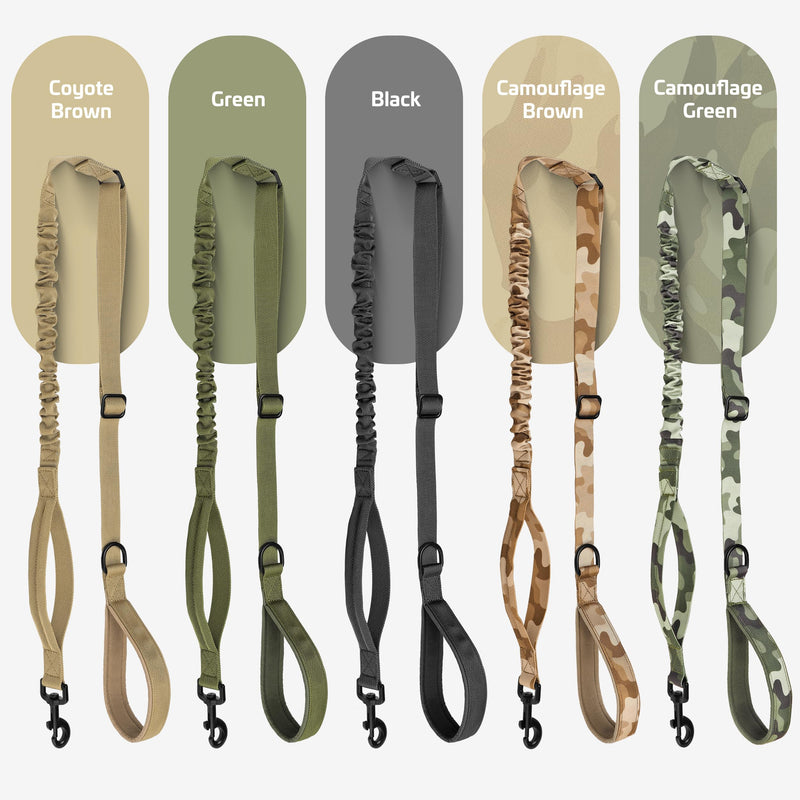 Forestpaw Tactical Dog Leash for Large Dogs,Heavy Duty Bungee Dog Leash with Shock Absorption,2 Padded Handles for Training Running Walking,Adjustable 4-5FT,Khaki Khaki Length:4-5FT,Width 1"