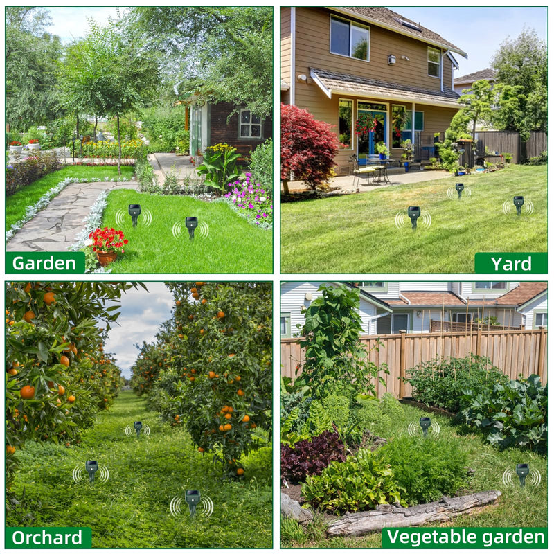 Mole Repellent Solar Powered, 4 Pack Snake & Rabbit Repellent for Yard, IP 65 Waterproof Ultrasonic Deterrent Stakes, Get Rid for Armadillo, Gopher, Vole, Chipmunk, Deer, Groundhog for Lawns Garden 1 Count (Pack of 4) - PawsPlanet Australia