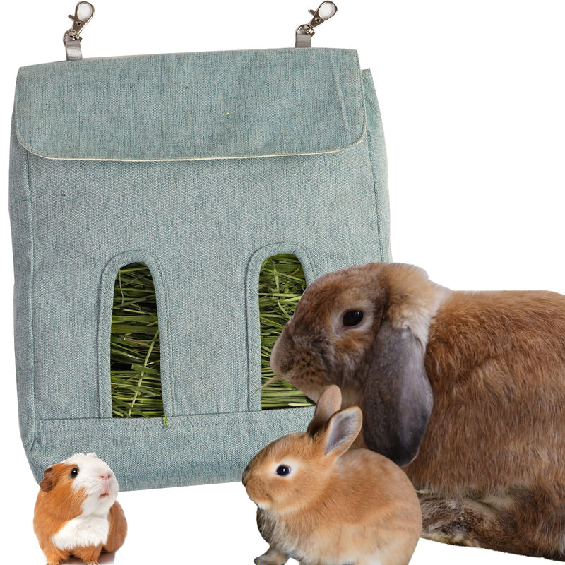 Rabbit Hay Feeder Bag, Guinea Pig Hay Feeder Storage,Sack Hay Bag Feeding Storage for Chinchilla Hamsters Rabbit Guinea Pig Small Animals (L, Blue) - PawsPlanet Australia