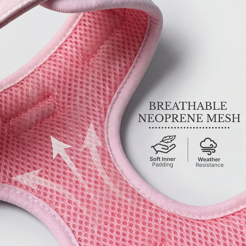 No Pull Dog Harness | Lightweight Breathable Neoprene Harness, Cute Heart Pattern, Adjustable Step-In Vest with Secure Back D-Ring, Soft Padded, For XXS-L Small Dogs – Harness Only Pink Harness - Pink M-Medium - PawsPlanet Australia