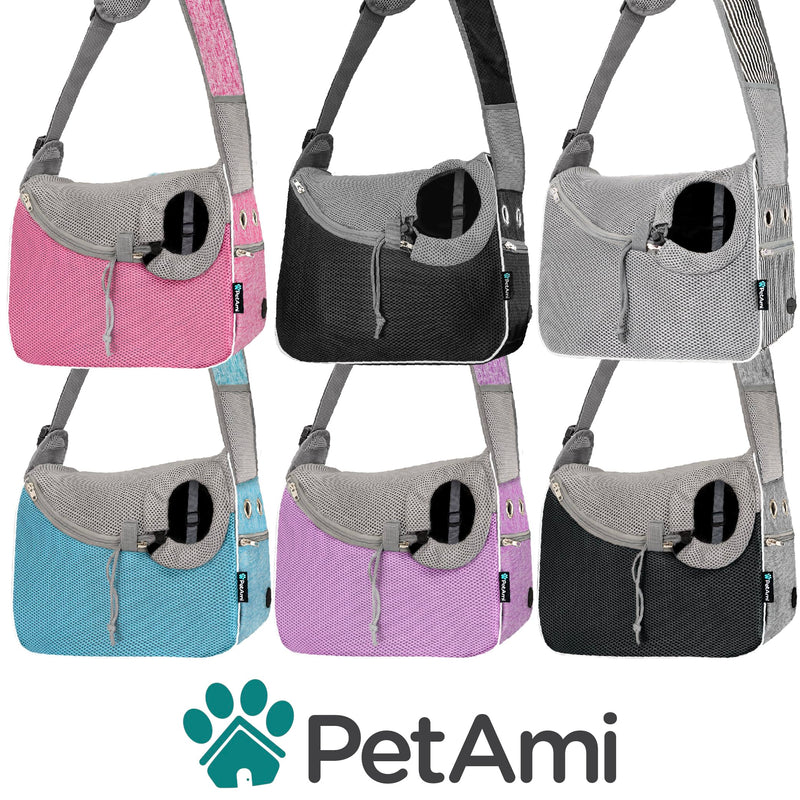 PetAmi Small Dog Sling Carrier, Soft-Sided Crossbody Puppy Carrying Purse Bag, Adjustable Sling Pet Pouch to Wear Medium Dog Cat Travel, Dog Bag for Traveling, Poop Bag Dispenser, Max 10 lbs, Pink - PawsPlanet Australia