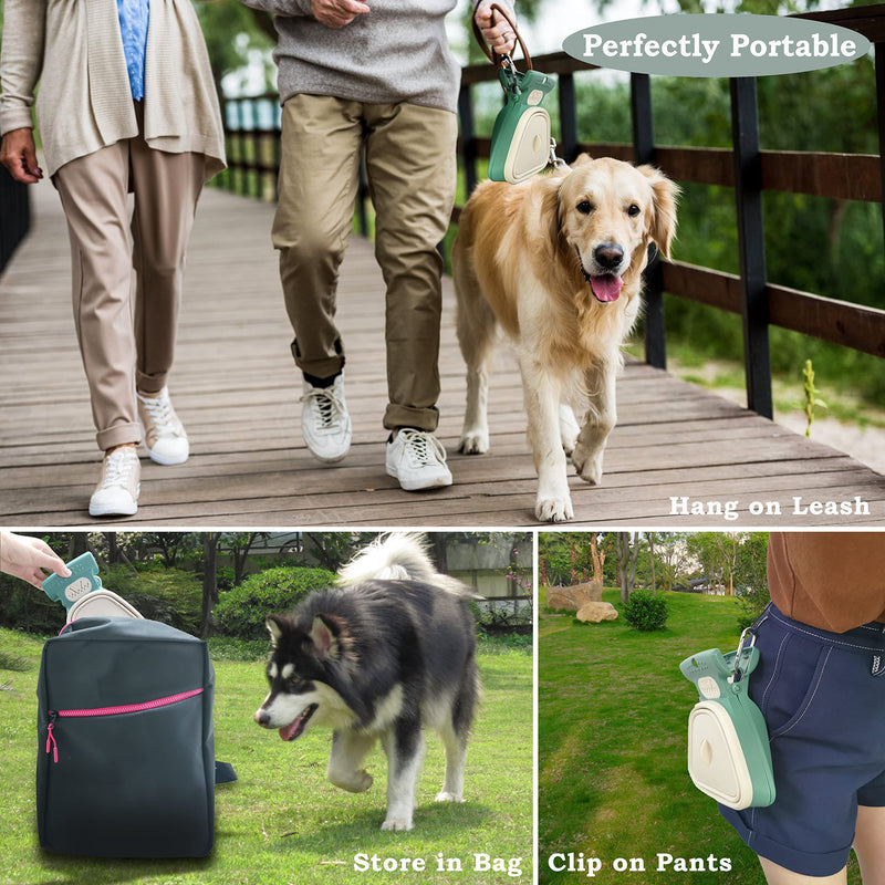 Pooper Scooper, Portable and Handheld Size for Walking Large and Small Dogs Outside Yard or Travel Outdoors, Pup Poop Scoop with Container and 30pcs Pet Waste Bag Attachment Clover Green - PawsPlanet Australia