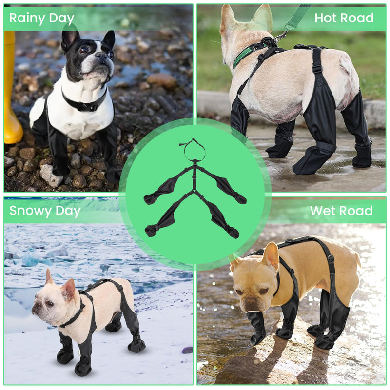 SKINGS Waterproof Dog Boots, Dog Paw Protector for Dogs, Adjustable Pet Shoes for Outdoor Walking Soft Dog Shoes Pets Paws Protector, Black
