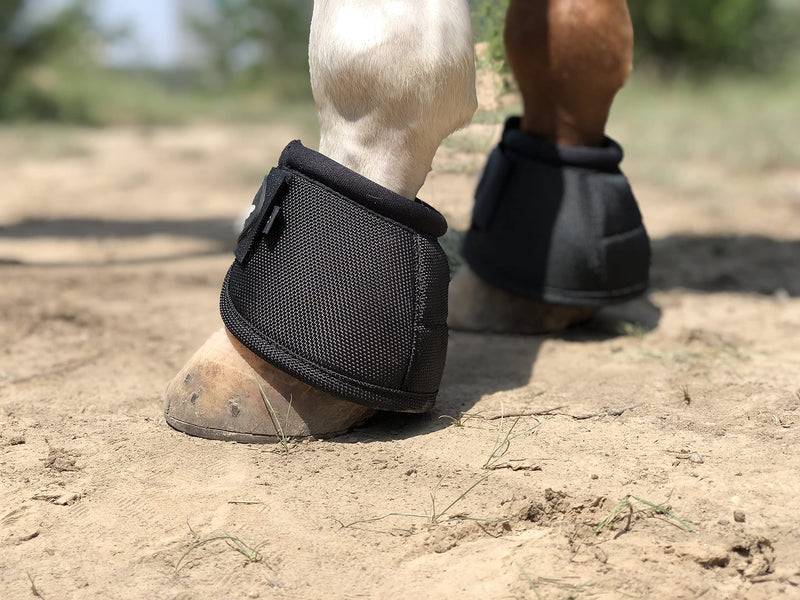 TGW RIDING 2520D Horse Bell Boots No-Turn Horse Bell Boots, Equine Ballistic Hoof Overreach Bell Boot, Pair Black Large - PawsPlanet Australia